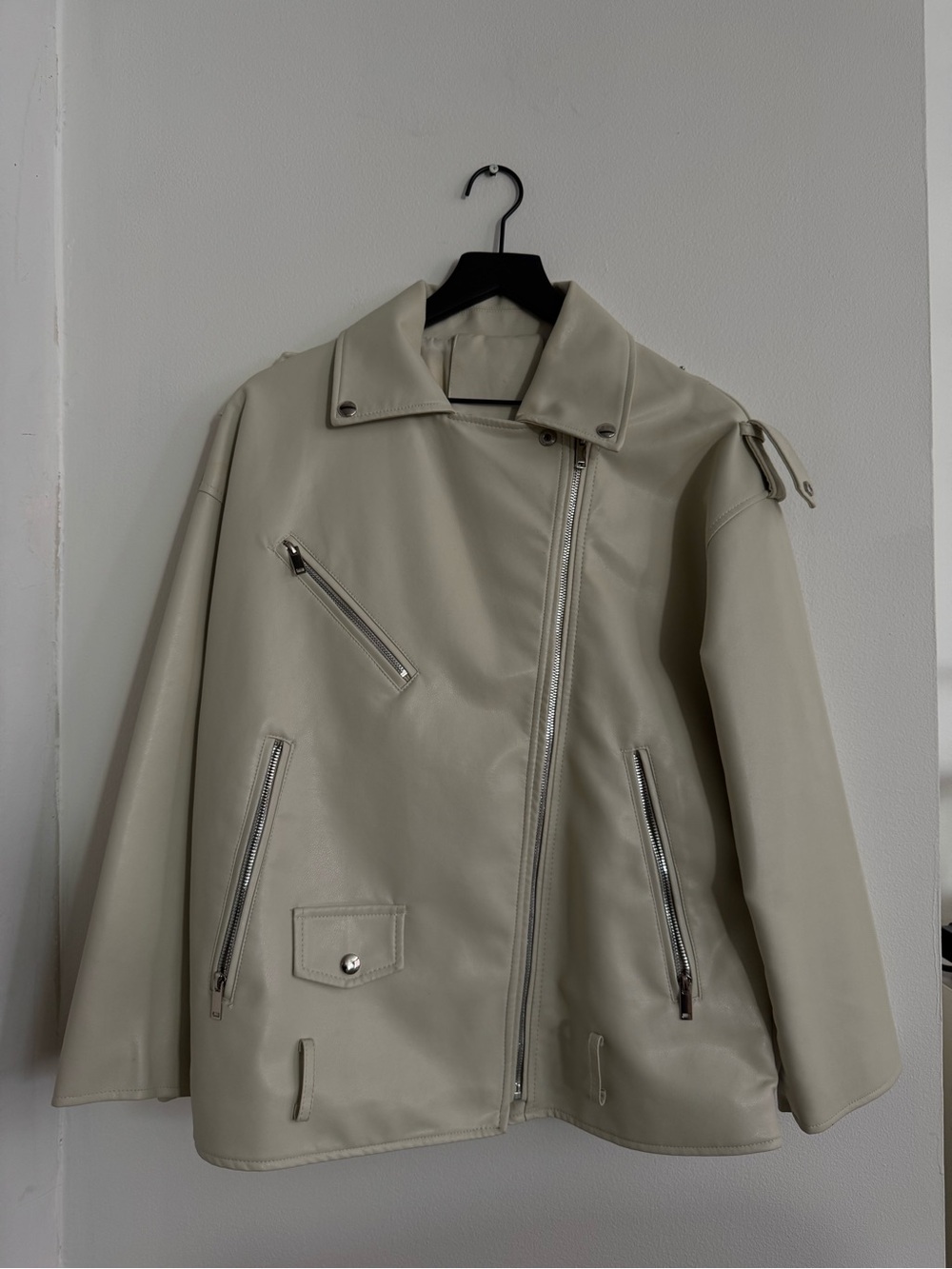 Asymmetrical Zip Moto Jacket in Gray Like New